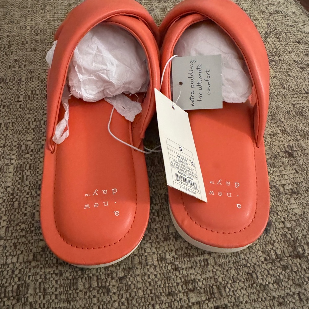 a new day (by Target) Women's Orange Slide Sandals Sz 9 NWT - Picture 2 of 5
